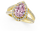 Yellow gold Fancy Pink Pear  Halo Split Shank Diamond Ring with Four-Prong Setting_33
