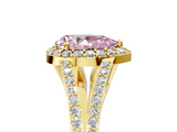 Yellow gold Fancy Pink Pear  Halo Split Shank Diamond Ring with Prong Setting_25