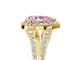 Yellow gold Fancy Pink Pear  Halo Split Shank Pave Diamond Ring with Four-Prong Setting_53