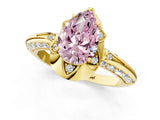 Yellow gold Fancy Pink Pear  Halo Split Shank Pave Diamond Ring with Petal Prong Setting_21