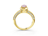 Yellow gold Fancy Pink Pear  Halo Split Shank Pave Diamond Ring with Petal Prong Setting_23
