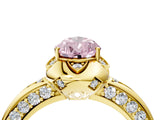 Yellow gold Fancy Pink Pear  Halo Split Shank Pave Diamond Ring with Petal Prong Setting_24