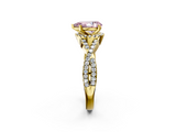 Yellow gold Fancy Pink Pear  Halo Twist Band Solitaire Prong Setting Ring_78