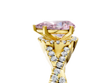 Yellow gold Fancy Pink Pear  Halo Twist Band Solitaire Prong Setting Ring_81