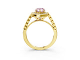 Yellow gold Fancy Pink Pear  Halo Twist Band Solitaire Ring with Six-Prong Setting_36