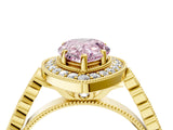 Yellow gold Fancy Pink Pear  Halo Twist Band Solitaire Ring with Six-Prong Setting_37