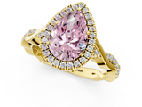 Yellow gold Fancy Pink Pear  Halo Twist Band Solitaire Ring_21