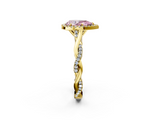 Yellow gold Fancy Pink Pear  Halo Twist Band Solitaire Ring_22