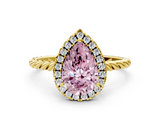 Yellow gold Fancy Pink Pear  Halo Twisted Band Four-Prong Diamond Ring_20
