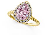 Yellow gold Fancy Pink Pear  Halo Twisted Band Four-Prong Diamond Ring_21