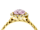 Yellow gold Fancy Pink Pear  Halo Twisted Band Four-Prong Diamond Ring_24