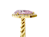 Yellow gold Fancy Pink Pear  Halo Twisted Band Four-Prong Diamond Ring_25