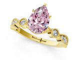 Yellow gold Fancy Pink Pear  Milgrain Bezel Diamond Engagement Ring with Solitaire Prong Setting_155