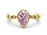 Yellow gold Fancy Pink Pear  Milgrain Marquise Diamond Twist Band Ring_62