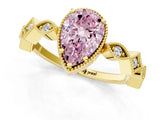 Yellow gold Fancy Pink Pear  Milgrain Marquise Diamond Twist Band Ring_63