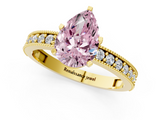 Yellow gold Fancy Pink Pear  Milgrain Pave Diamond Engagement Ring with Four-Prong Setting_149