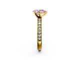 Yellow gold Fancy Pink Pear  Milgrain Pave Diamond Engagement Ring with Four-Prong Setting_150