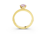 Yellow gold Fancy Pink Pear  Milgrain Pave Diamond Engagement Ring with Four-Prong Setting_151