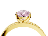 Yellow gold Fancy Pink Pear  Milgrain Pave Diamond Engagement Ring with Four-Prong Setting_152