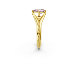 Yellow gold Fancy Pink Pear  Solitaire Beaded Band Six-Prong Setting_2