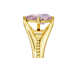 Yellow gold Fancy Pink Pear  Solitaire Beaded Band Six-Prong Setting_5