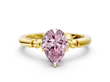 Yellow gold Fancy Pink Pear  Solitaire Beaded Band with Four-Prong Setting_47