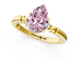 Yellow gold Fancy Pink Pear  Solitaire Beaded Band with Four-Prong Setting_48