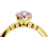 Yellow gold Fancy Pink Pear  Solitaire Beaded Band with Four-Prong Setting_51