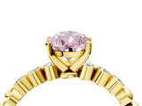 Yellow gold Fancy Pink Pear  Solitaire Bezel Accent Diamond Engagement Ring with Beaded Band and Four-Prong Setting_28