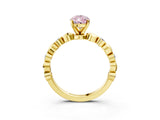 Yellow gold Fancy Pink Pear  Solitaire Bezel-Set Diamond Ring with Beaded Band and Four-Prong Setting_35