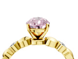 Yellow gold Fancy Pink Pear  Solitaire Bezel-Set Diamond Ring with Beaded Band and Four-Prong Setting_36
