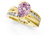 Yellow gold Fancy Pink Pear  Solitaire Channel-Set Split Shank Ring with Tension Prong Setting_4