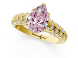 Yellow gold Fancy Pink Pear  Solitaire Chevron Pave Diamond Engagement Ring with Six-Prong Setting_4