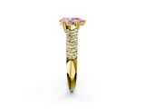 Yellow gold Fancy Pink Pear  Solitaire Chevron Pave Diamond Engagement Ring with Six-Prong Setting_5