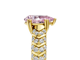 Yellow gold Fancy Pink Pear  Solitaire Chevron Pave Diamond Engagement Ring with Six-Prong Setting_8