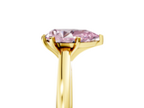 Yellow gold Fancy Pink Pear  Solitaire Diamond Engagement Ring with Four-Prong Setting on a Classic Band_8