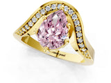 Yellow gold Fancy Pink Pear  Solitaire Diamond Engagement Ring with Pave Band and Four-Prong Setting 2