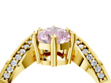 Yellow gold Fancy Pink Pear  Solitaire Diamond Engagement Ring with Pave Band and Four-Prong Setting 5