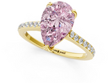 Yellow gold Fancy Pink Pear  Solitaire Diamond Engagement Ring with Pave Band and Six-Prong Setting_21