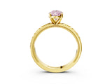 Yellow gold Fancy Pink Pear  Solitaire Diamond Engagement Ring with XO Engraved Band and Four-Prong Setting 4