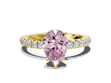Yellow gold Fancy Pink Pear  Solitaire Diamond Pavé Band with Four-Prong Setting_28
