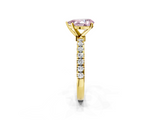 Yellow gold Fancy Pink Pear  Solitaire Diamond Pavé Band with Four-Prong Setting_29
