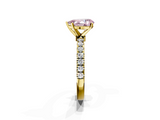 Yellow gold Fancy Pink Pear  Solitaire Diamond Pavé Band with Four-Prong Setting_30