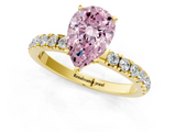 Yellow gold Fancy Pink Pear  Solitaire Diamond Pavé Band with Four-Prong Setting_31