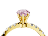 Yellow gold Fancy Pink Pear  Solitaire Diamond Pavé Band with Four-Prong Setting_33