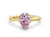 Yellow gold Fancy Pink Pear  Solitaire Diamond Ring with Bamboo Band and Four-Prong Setting_56