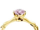 Yellow gold Fancy Pink Pear  Solitaire Diamond Ring with Bamboo Band and Four-Prong Setting_60