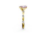 Yellow gold Fancy Pink Pear  Solitaire Diamond Ring with Bezel Set Side Stones and Prong Setting_5