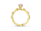 Yellow gold Fancy Pink Pear  Solitaire Diamond Ring with Bezel Set Side Stones and Prong Setting_6