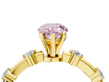 Yellow gold Fancy Pink Pear  Solitaire Diamond Ring with Bezel Set Side Stones and Prong Setting_7